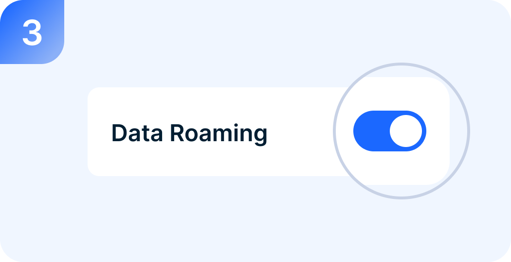 Turn on data roaming to activate